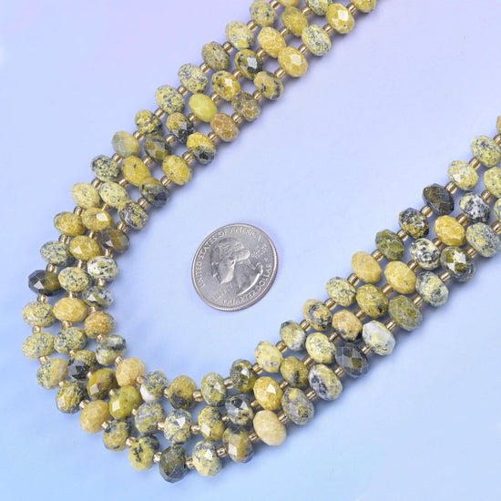 Yellow Howlite Faceted Rondelle Beads in mustard and buttermilk yellow