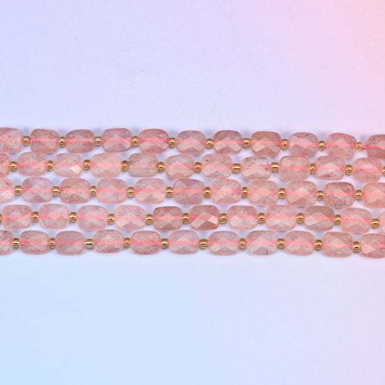 Strawberry quartz faceted rectangular beads in dusty rose and blush pink