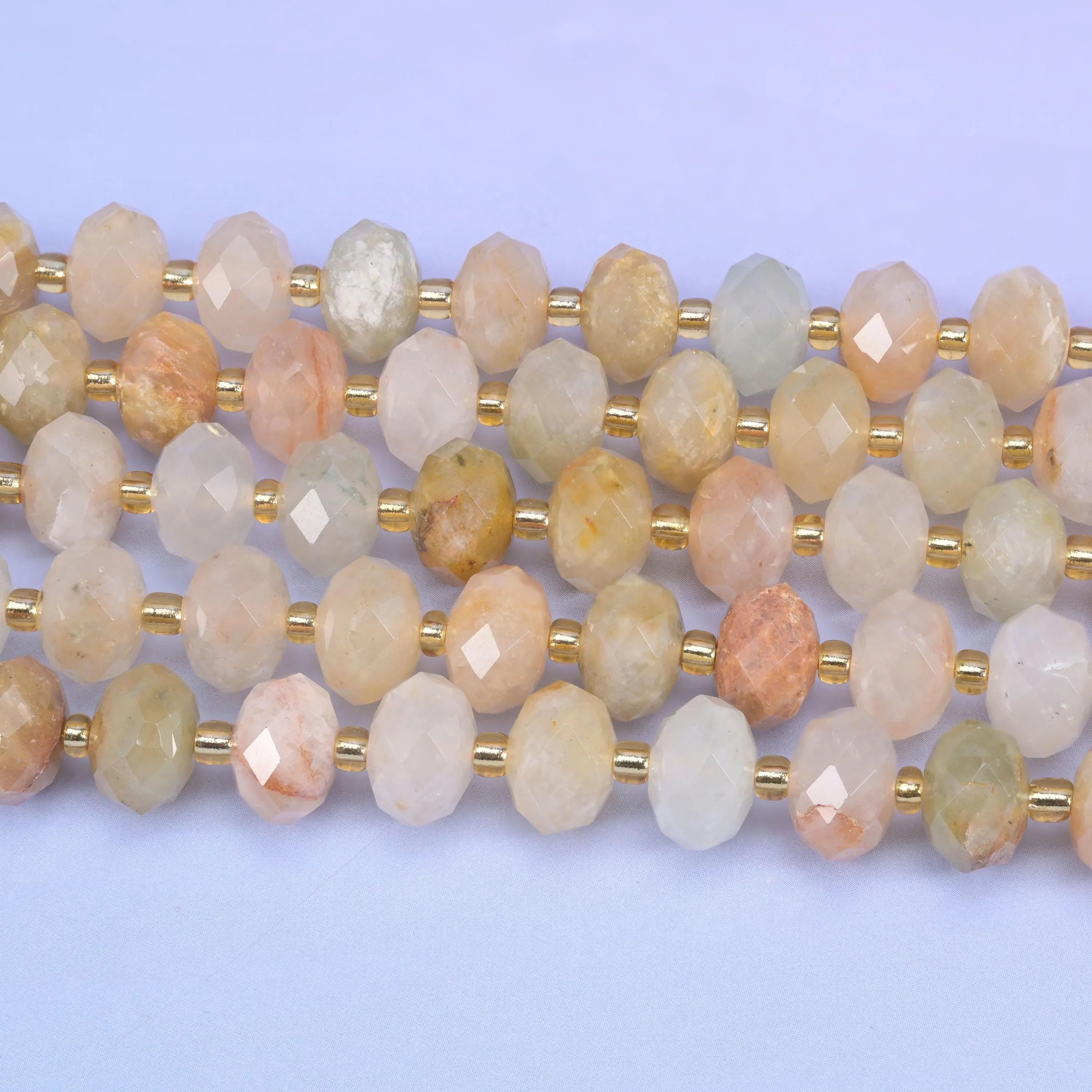 Red Grass Silk faceted rondelle beads, hole approximately 1.0mm