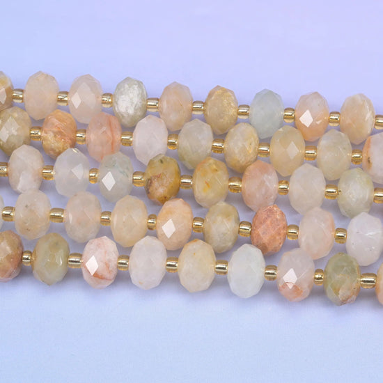 Red Grass Silk faceted rondelle beads, hole approximately 1.0mm