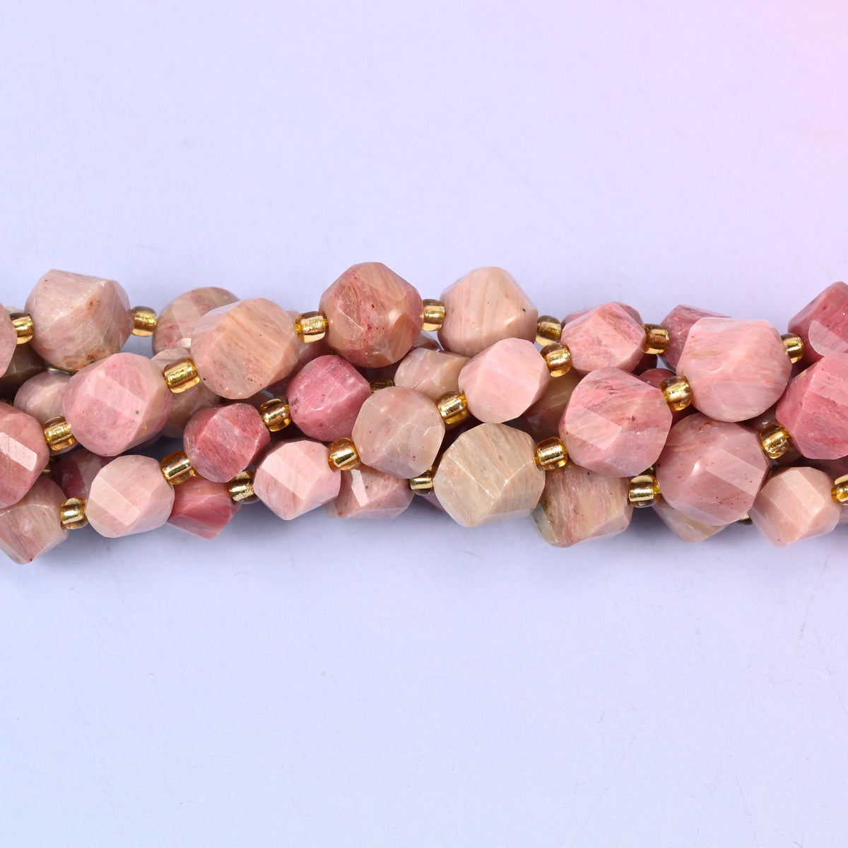 Pink Rhodonite Faceted Spiral Twist Beads, 8mm approximately 38 beads / 10mm approximately 31 beads