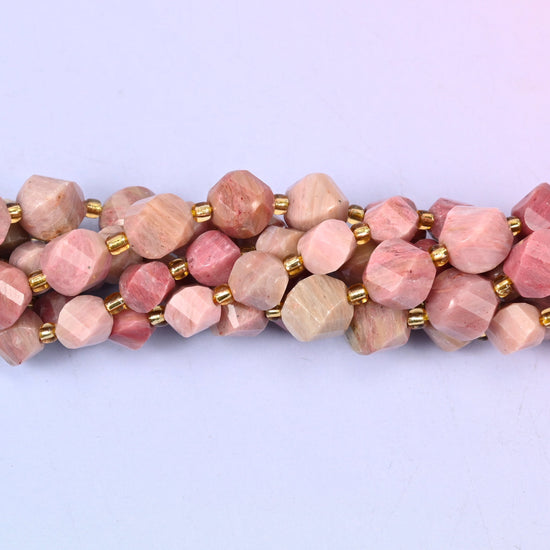Pink Rhodonite Faceted Spiral Twist Beads, 8mm approximately 38 beads / 10mm approximately 31 beads