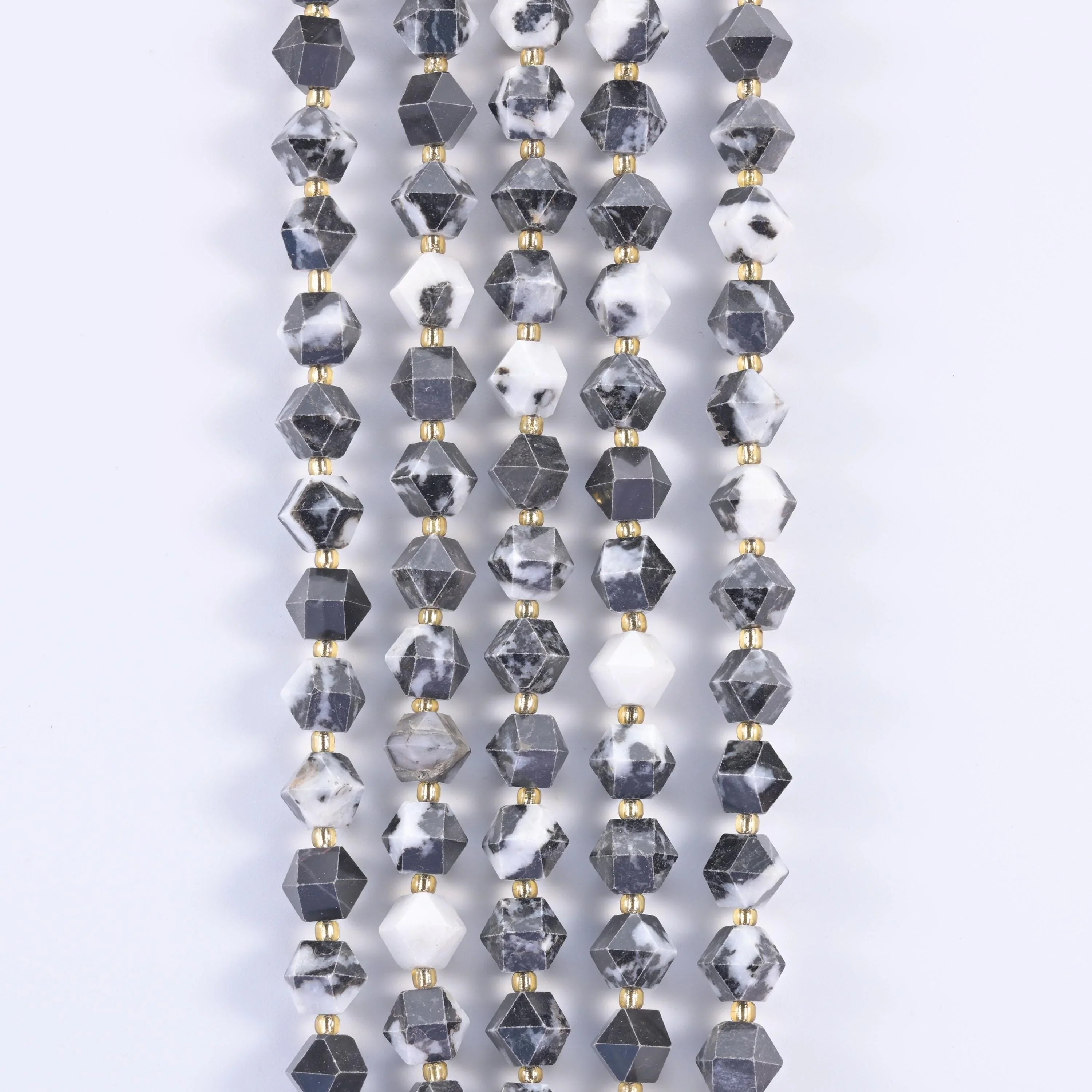 Zebra Jasper Faceted Diamond Rhombus Beads, 15.5 inch strand