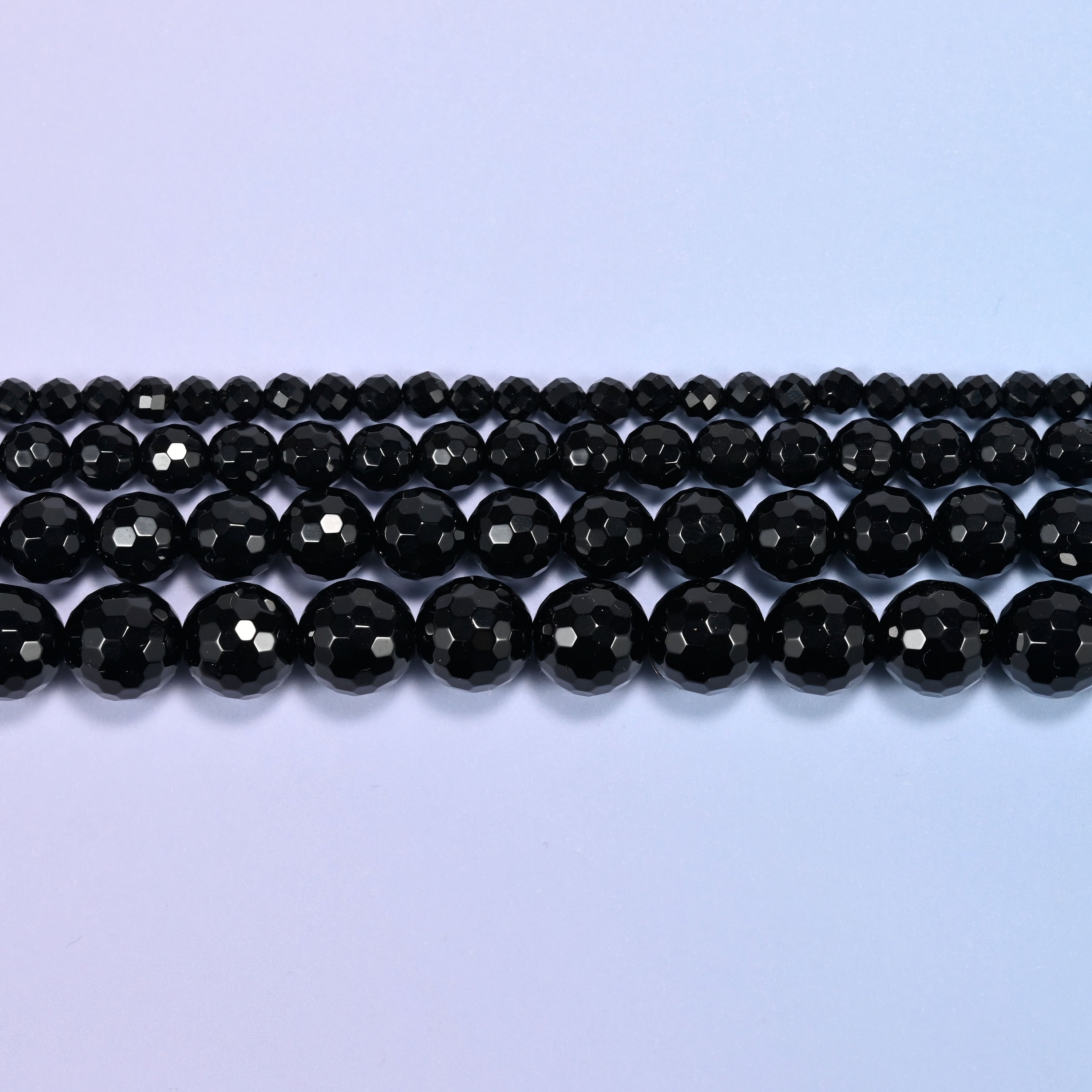 Black Onyx Faceted Round Beads: Jewelry Making, 15 Inch Strand
