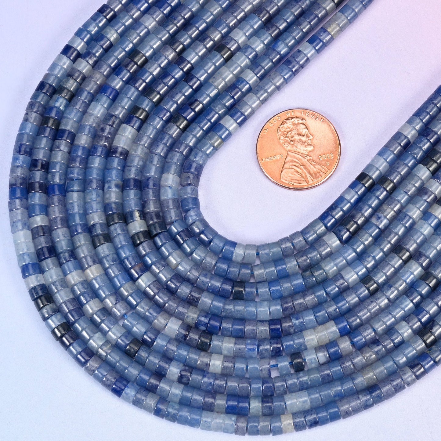 Heishi disc cut Blue Aventurine beads