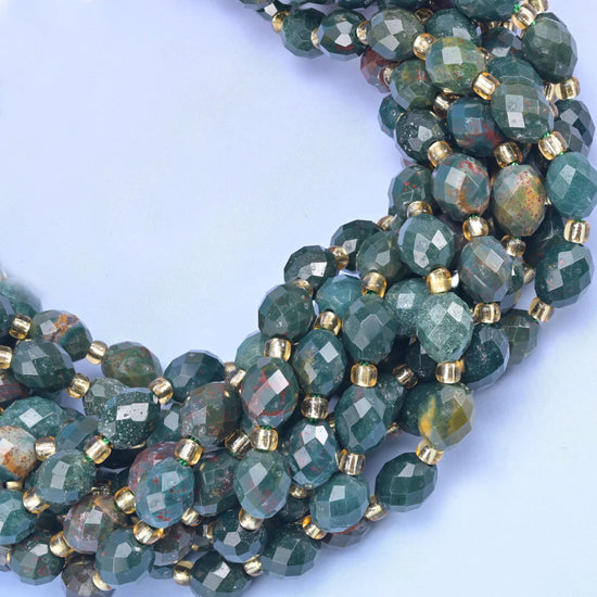Oriental Jasper Faceted Rice Barrel Beads, hole approximately 1.0mm