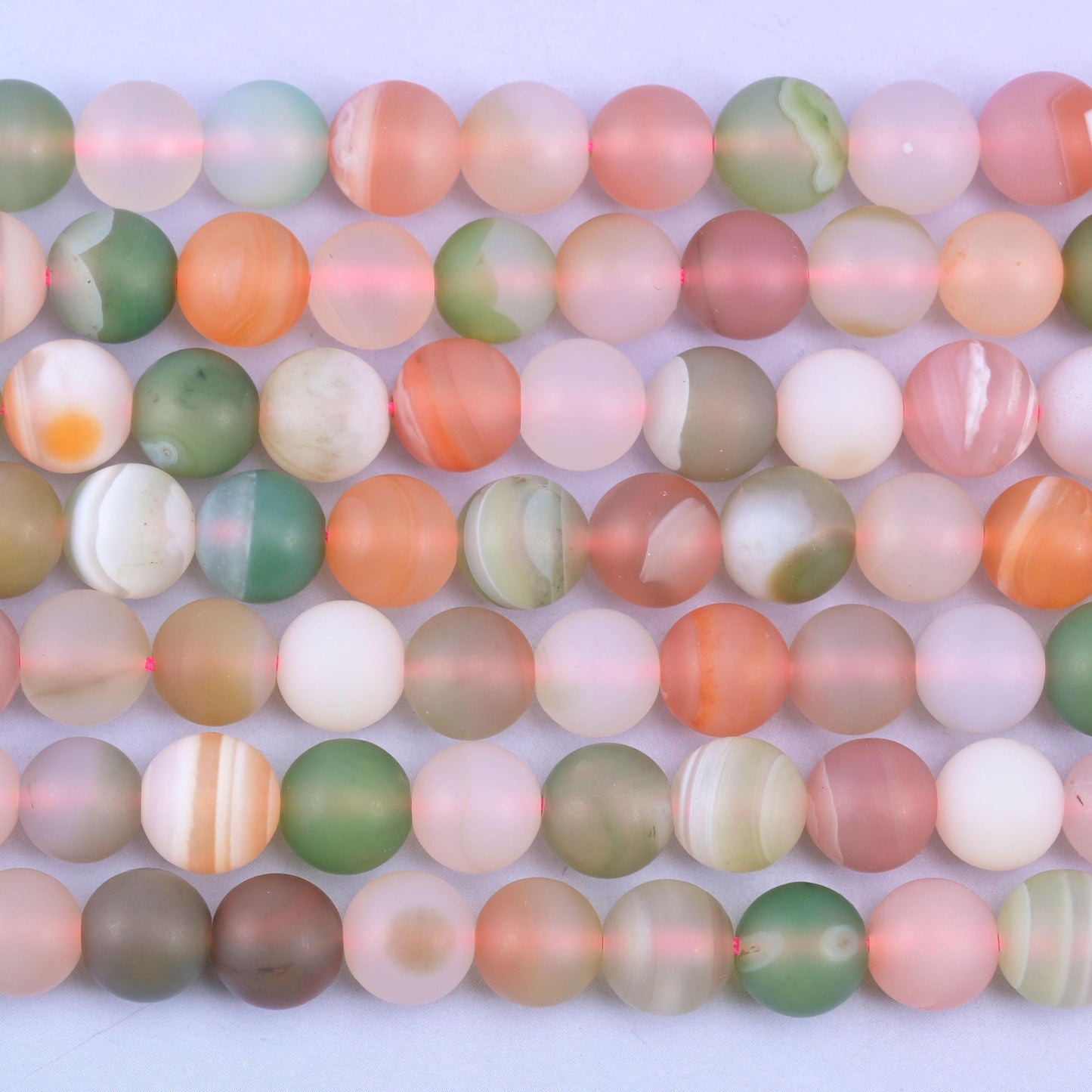 Multi-Color Yanyuan Agate Matte Round Beads, 14 Inch Strand