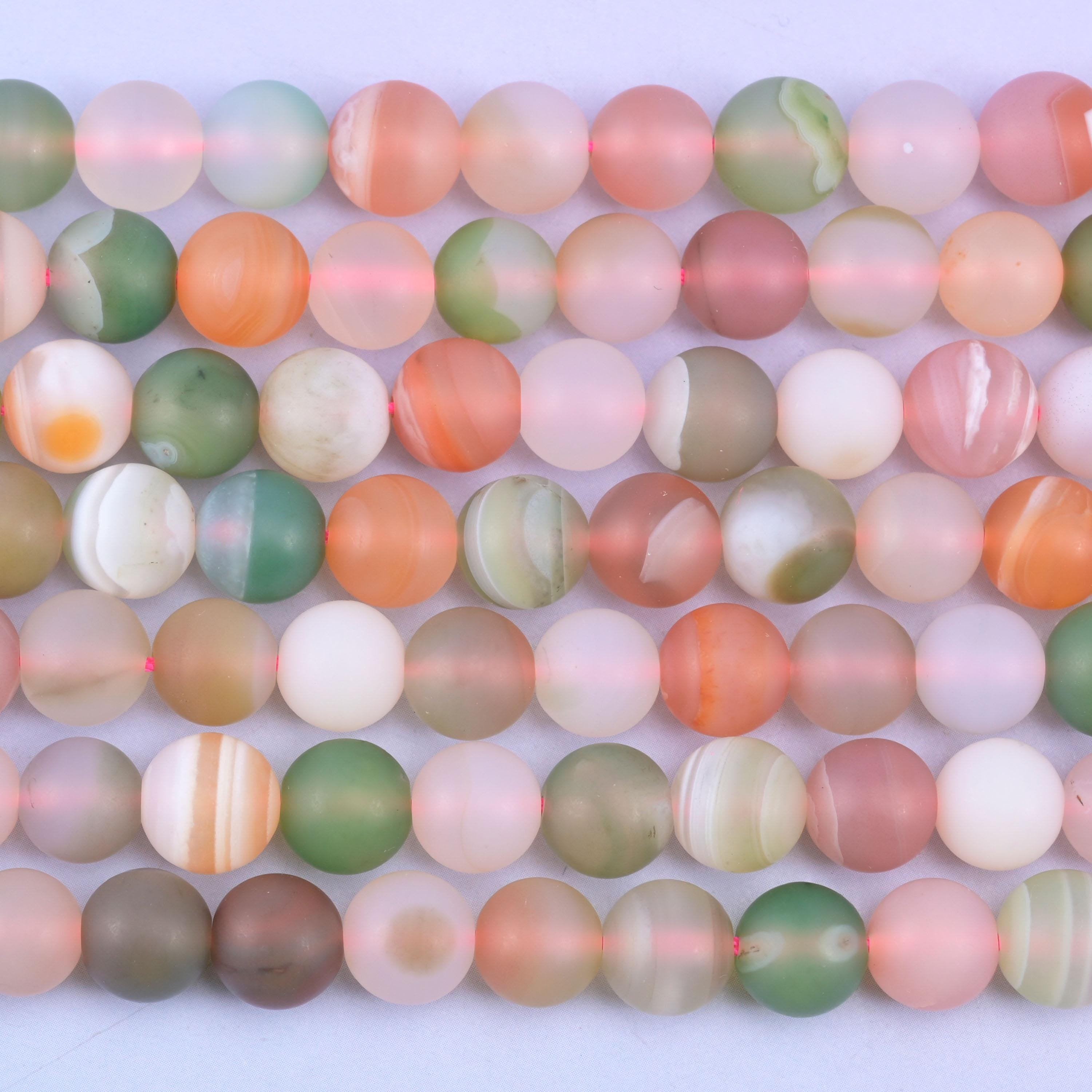 Multi-Color Yanyuan Agate Matte Round Beads, 14 Inch Strand