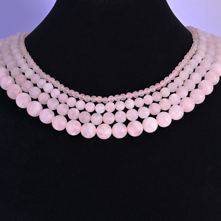 Rose quartz beads, matte round, 4mm, 6mm, 8mm, 10mm