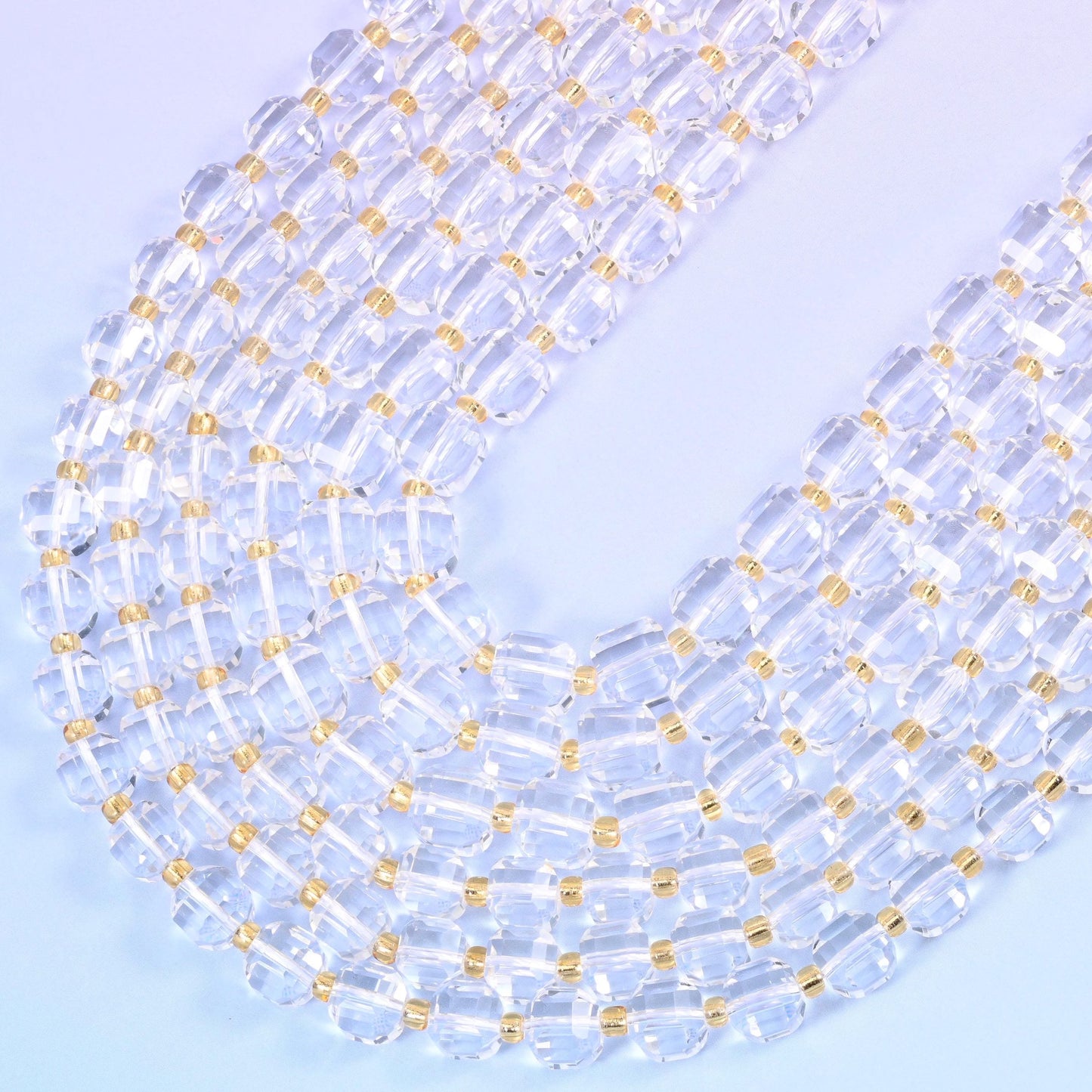 Clear Quartz Faceted Cube Beads 6mm 8mm, hole approximately 1.2mm in both sizes, with a possible variation of +/- 0.2mm