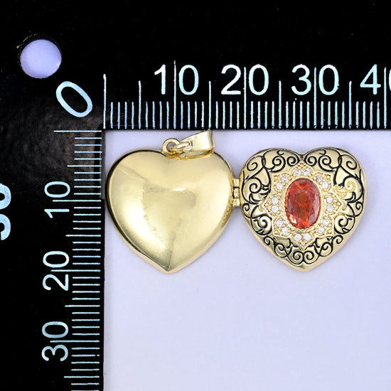 Heart Locket Zircon Pendants: 18K Gold Plated Charms, Jewelry Making Supply