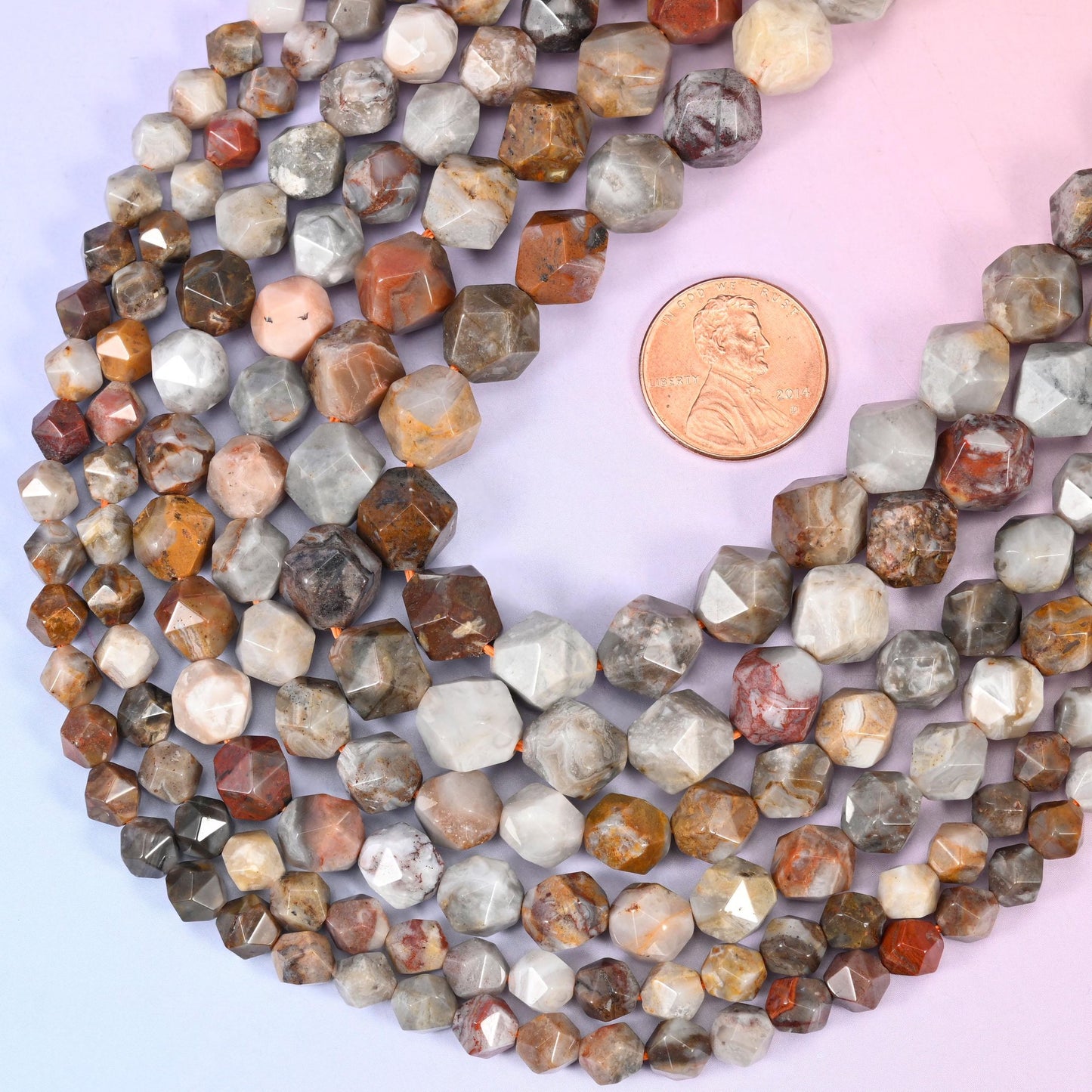 Diamond star cut Gobi Desert Agate beads