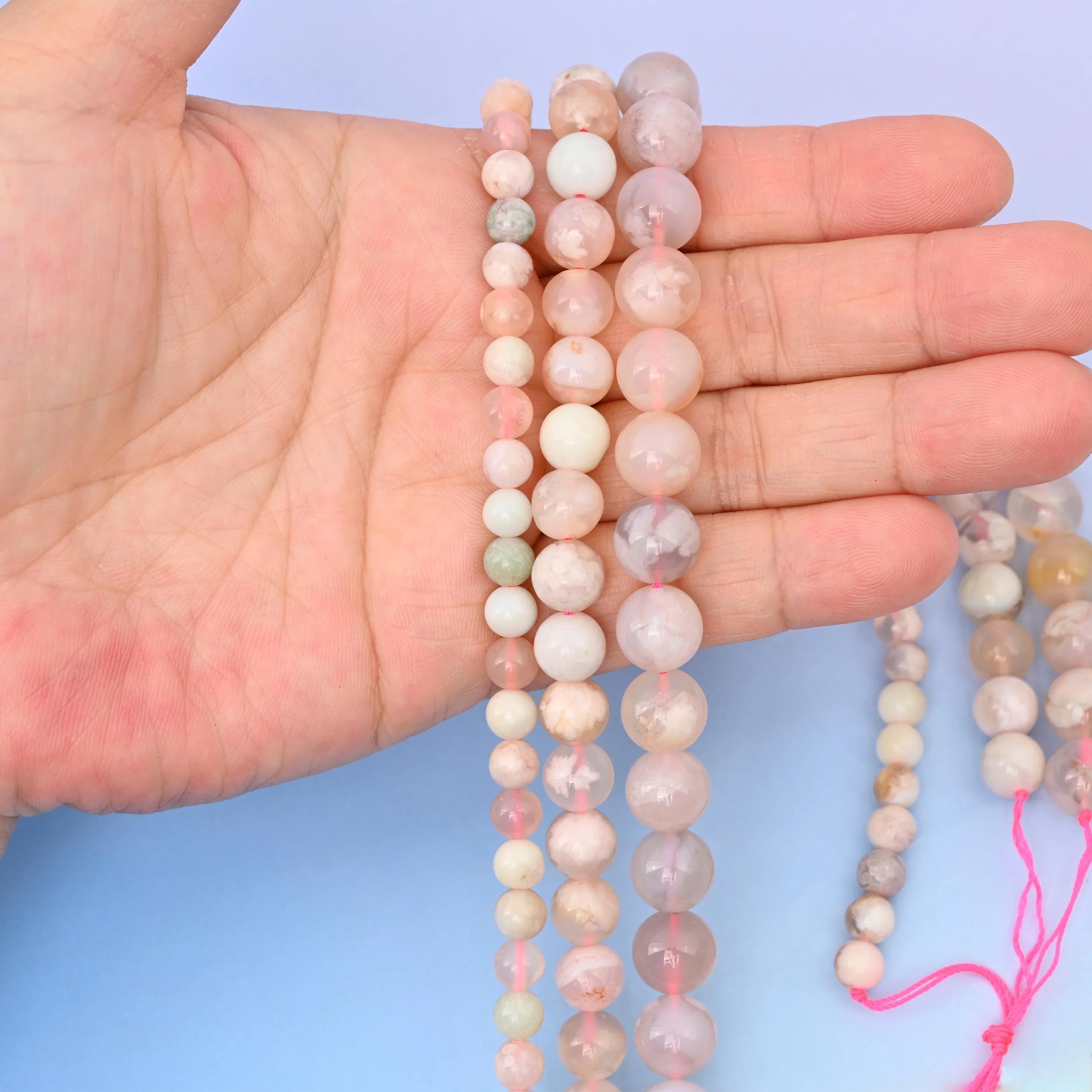Sakura agate beads, smooth round shape, 6mm 8mm 10mm