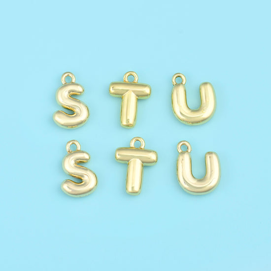 Brass, 18K Gold Filled — lead free and nickel free at Varies by letter