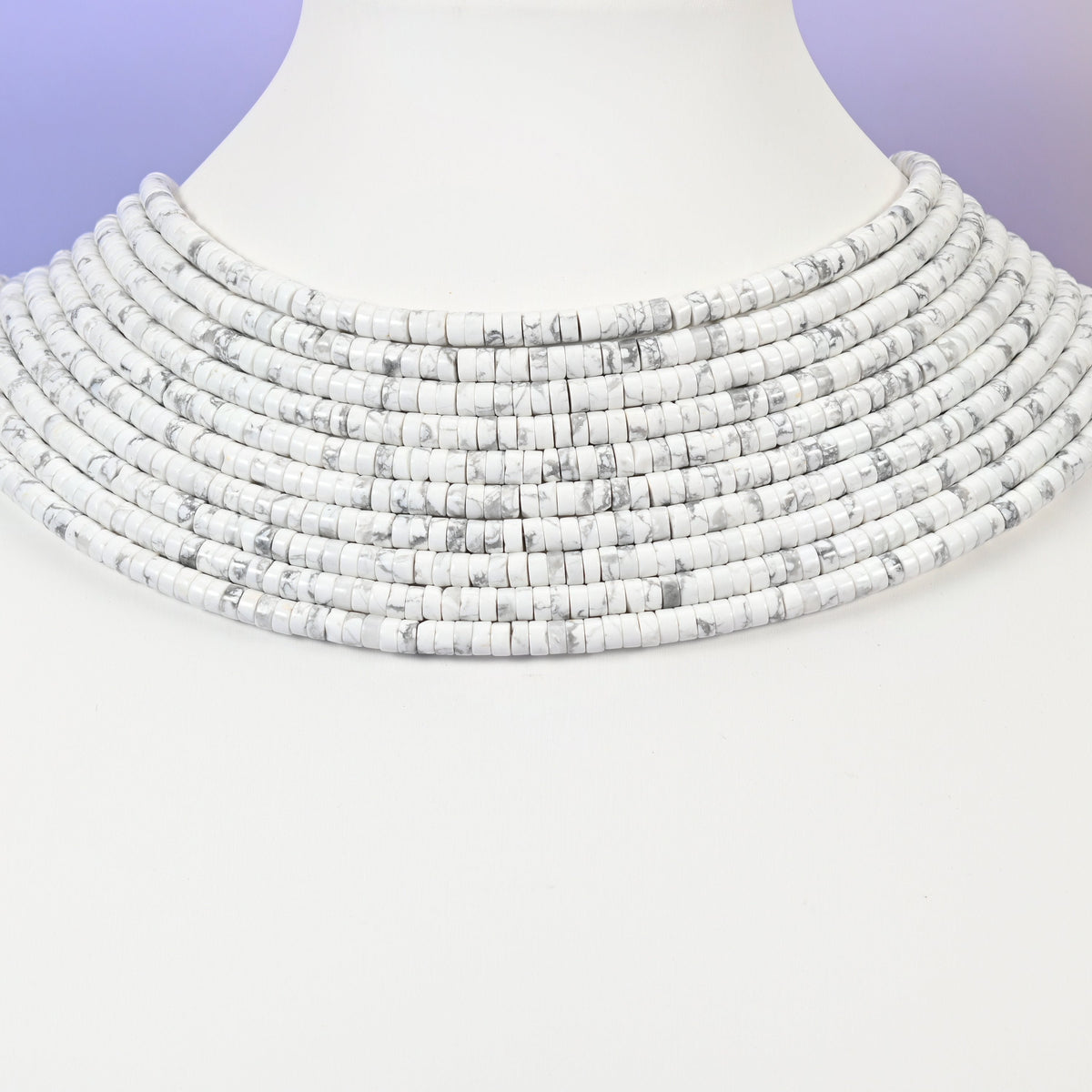 White Howlite beads, heishi disc, 2x4mm