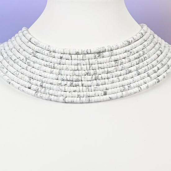 White Howlite beads, heishi disc, 2x4mm