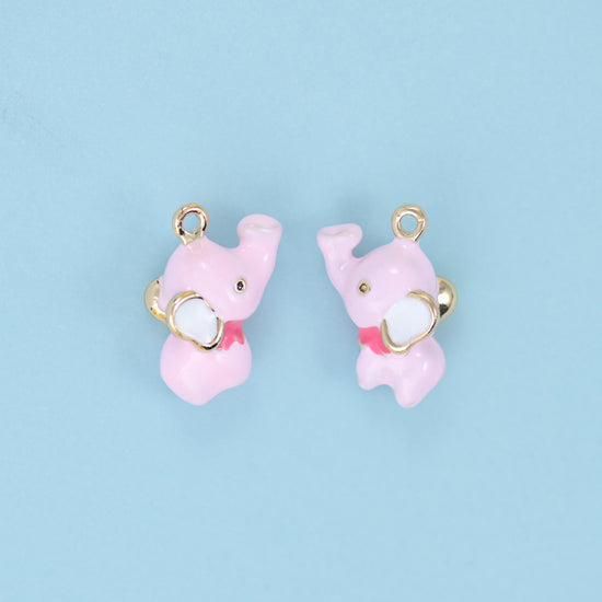 18K Gold Filled Enamel Elephant Charms: DIY Jewelry Making Supply