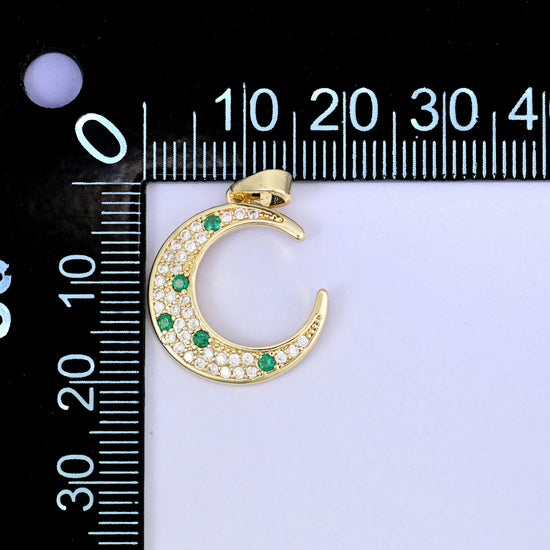 Crescent Moon Zircon Charms: 18K Gold Plated Pendants, Jewelry Making Supply