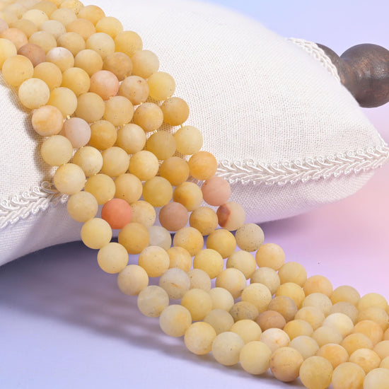 Yellow Jade Matte Round Beads, 4mm 6mm 8mm 10mm
