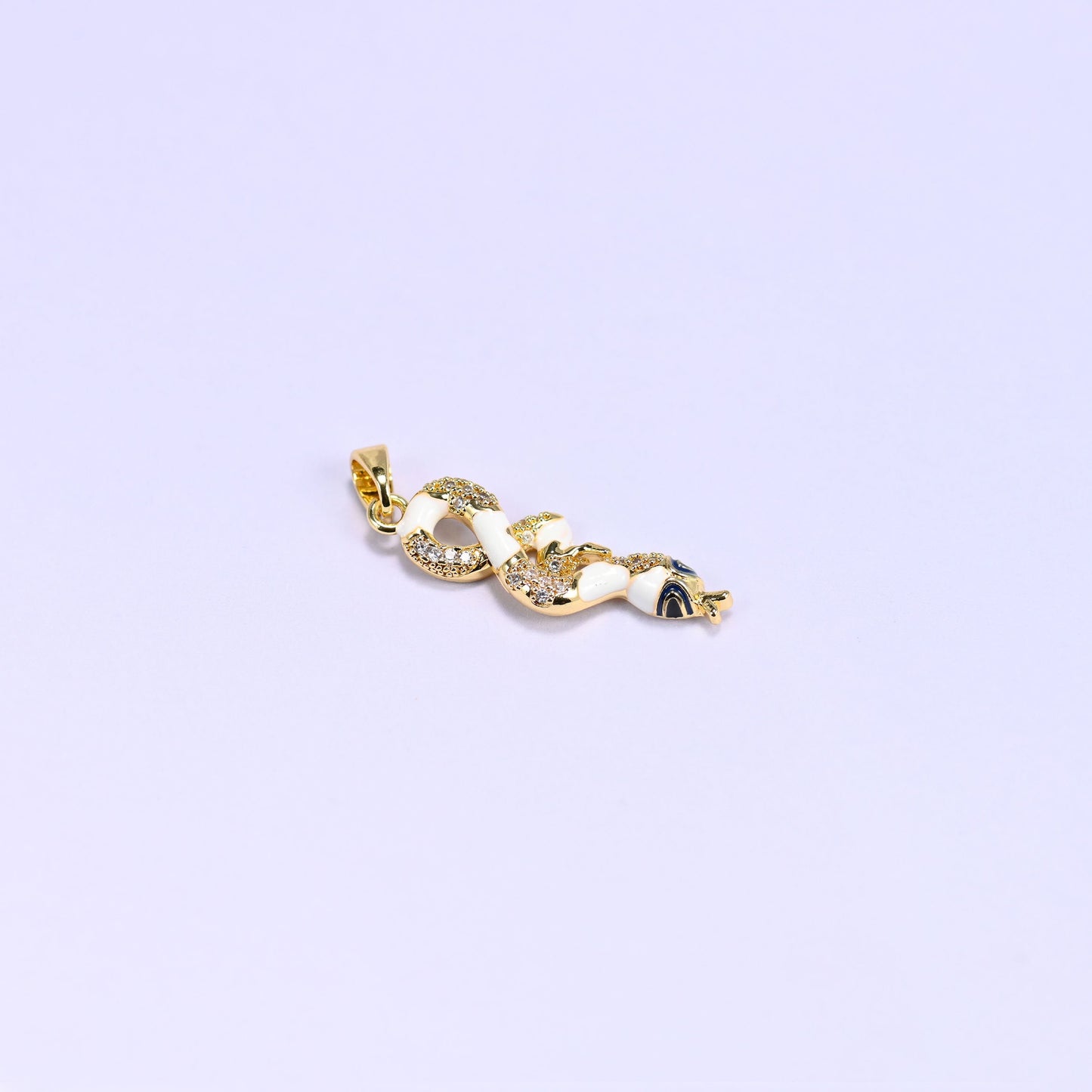 Enamel Snake Zircon Charms, bail approx 5.95mm x 2.80mm
