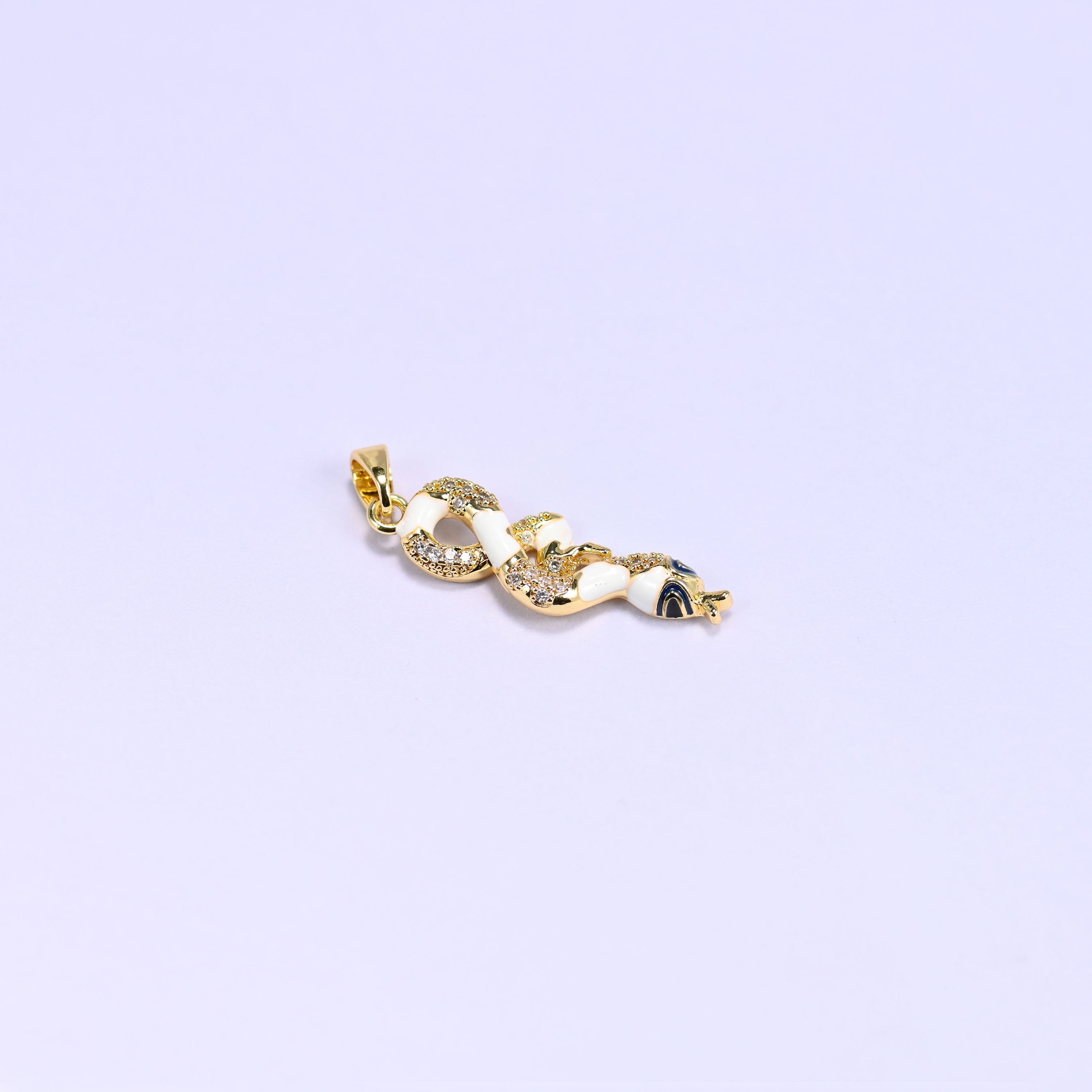 Enamel Snake Zircon Charms, bail approx 5.95mm x 2.80mm