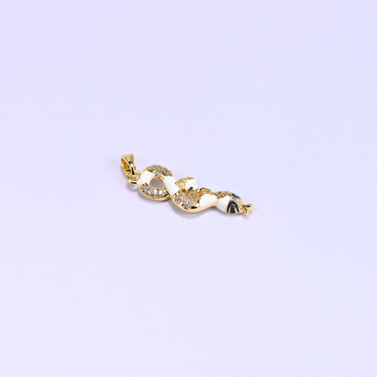 Enamel Snake Zircon Charms, bail approx 5.95mm x 2.80mm