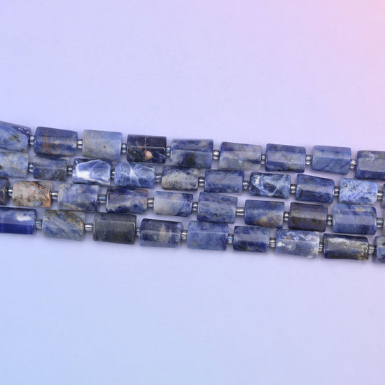 Sodalite faceted tube beads in a rich blue gemstone tone