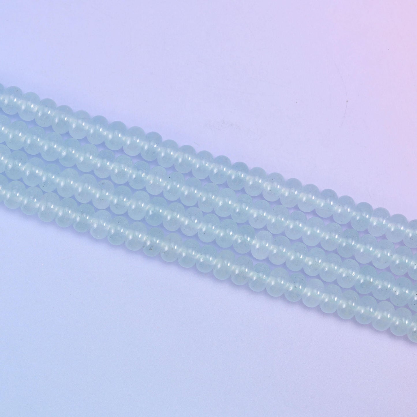 Baby Blue Dyed Jade Smooth Rondelle Beads 5x8mm in baby blue