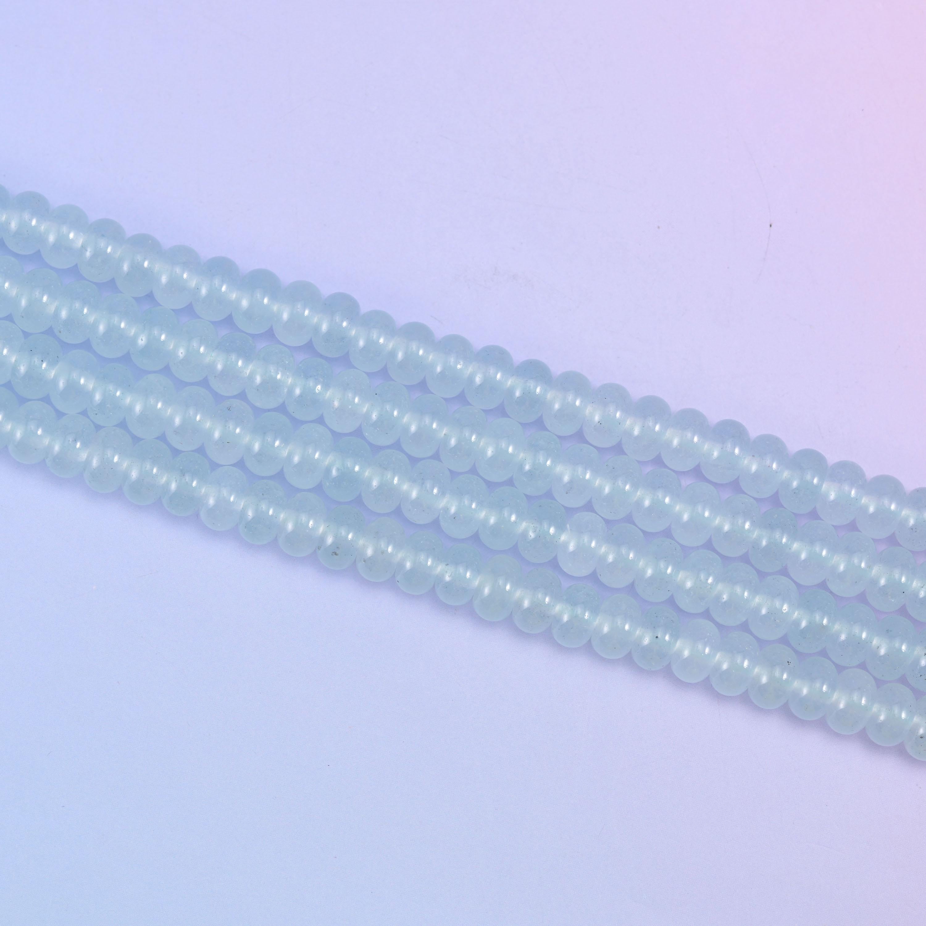 Baby Blue Dyed Jade Smooth Rondelle Beads 5x8mm in baby blue