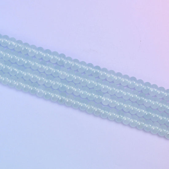 Baby Blue Dyed Jade Smooth Rondelle Beads 5x8mm in baby blue