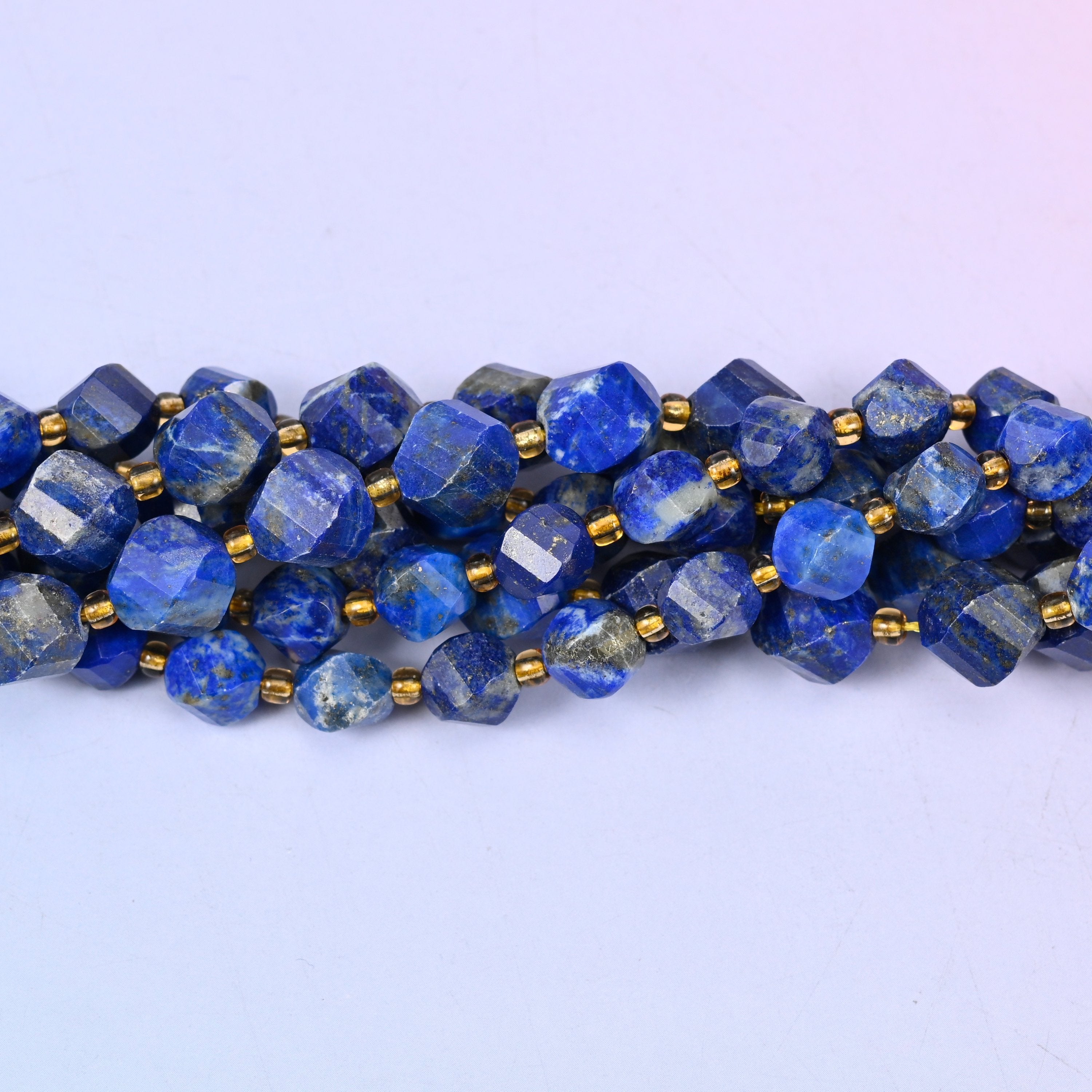 Lapis Lazuli Faceted Spiral Twist Beads, 8mm approximately 38 beads / 10mm approximately 31 beads