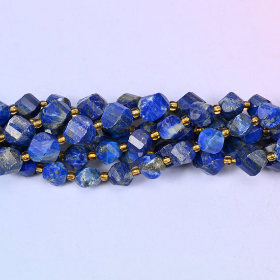 Lapis Lazuli Faceted Spiral Twist Beads, 8mm approximately 38 beads / 10mm approximately 31 beads
