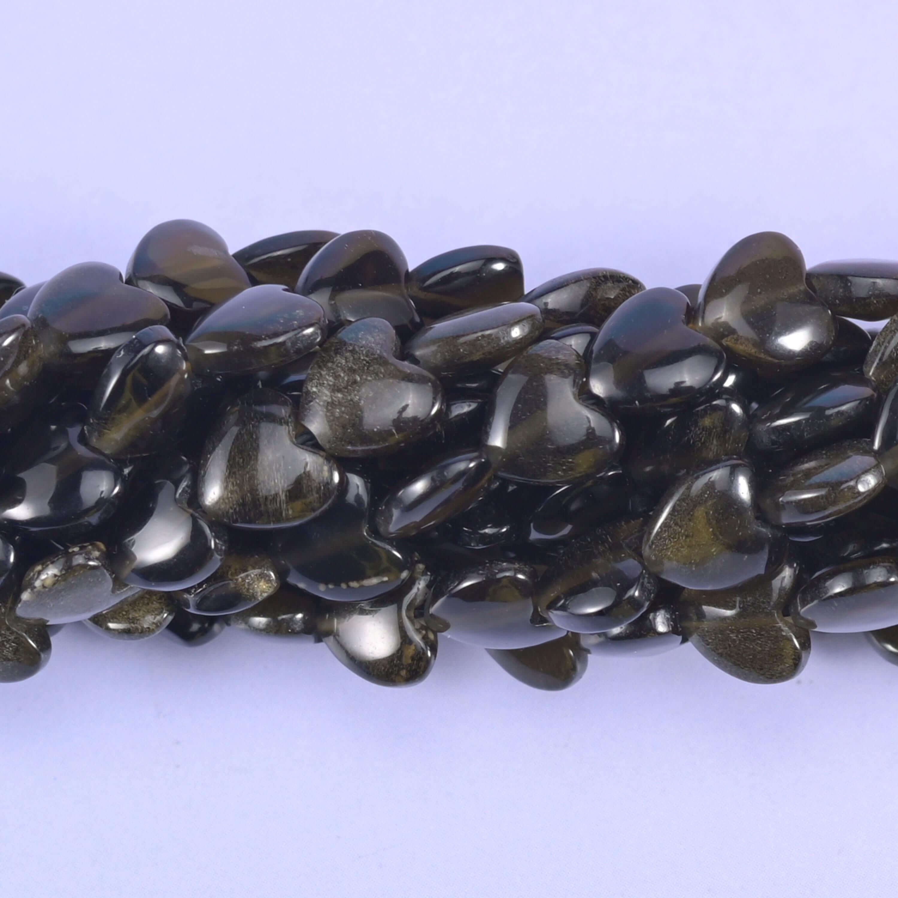 Gold Obsidian Heart Beads, hole approximately 0.8mm