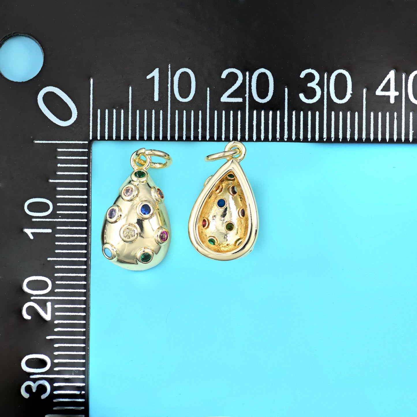 18K Gold Filled Zircon Teardrop Charms for DIY Jewelry Making Supply