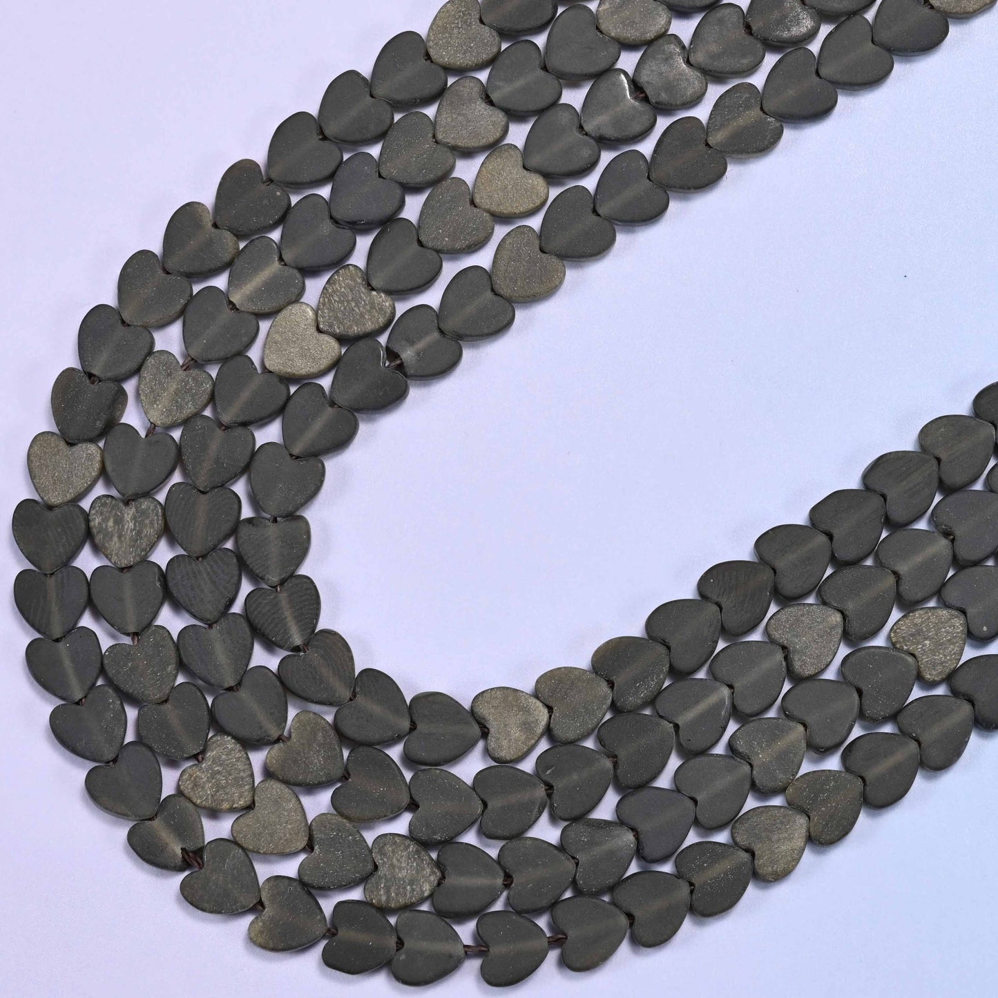Matte Gold Obsidian Flat Heart Beads: Size 6mm, Jewelry Making, 15 Inch Strand