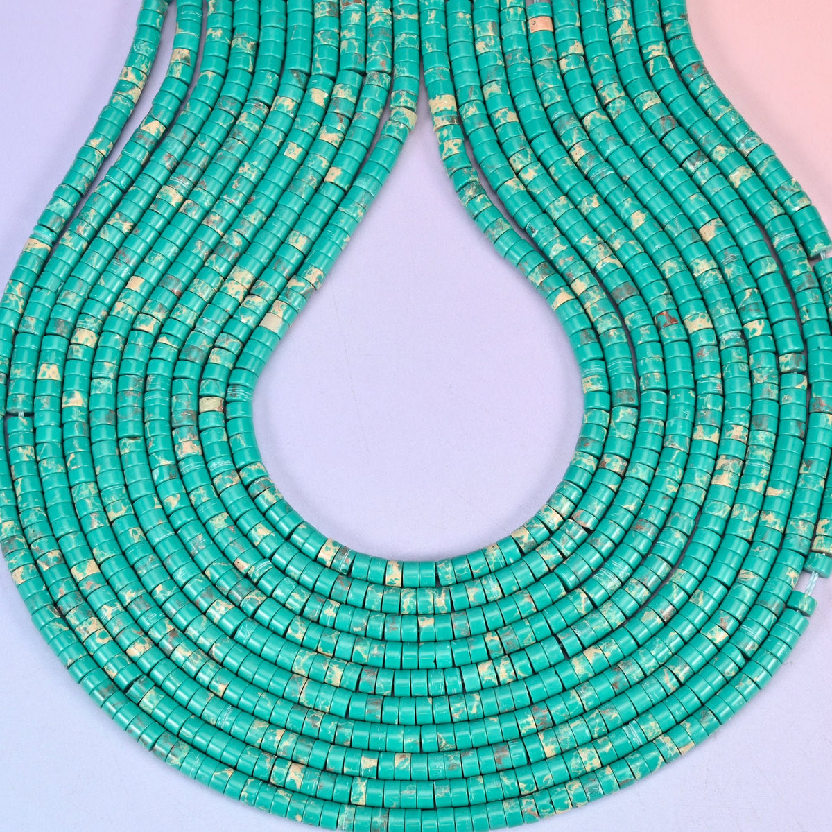 Green Shoushan Stone Smooth Heishi Disc Beads, hole 1.0mm