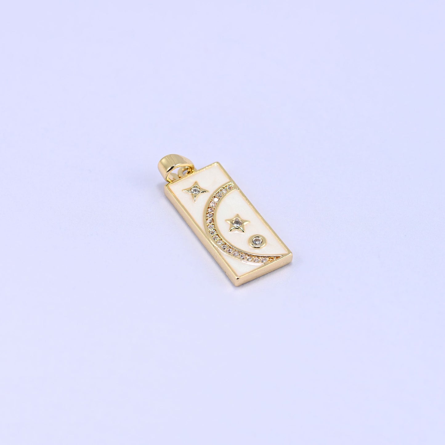 Moon Star Rectangle Charm Pendant, sold individually, 1 piece per order