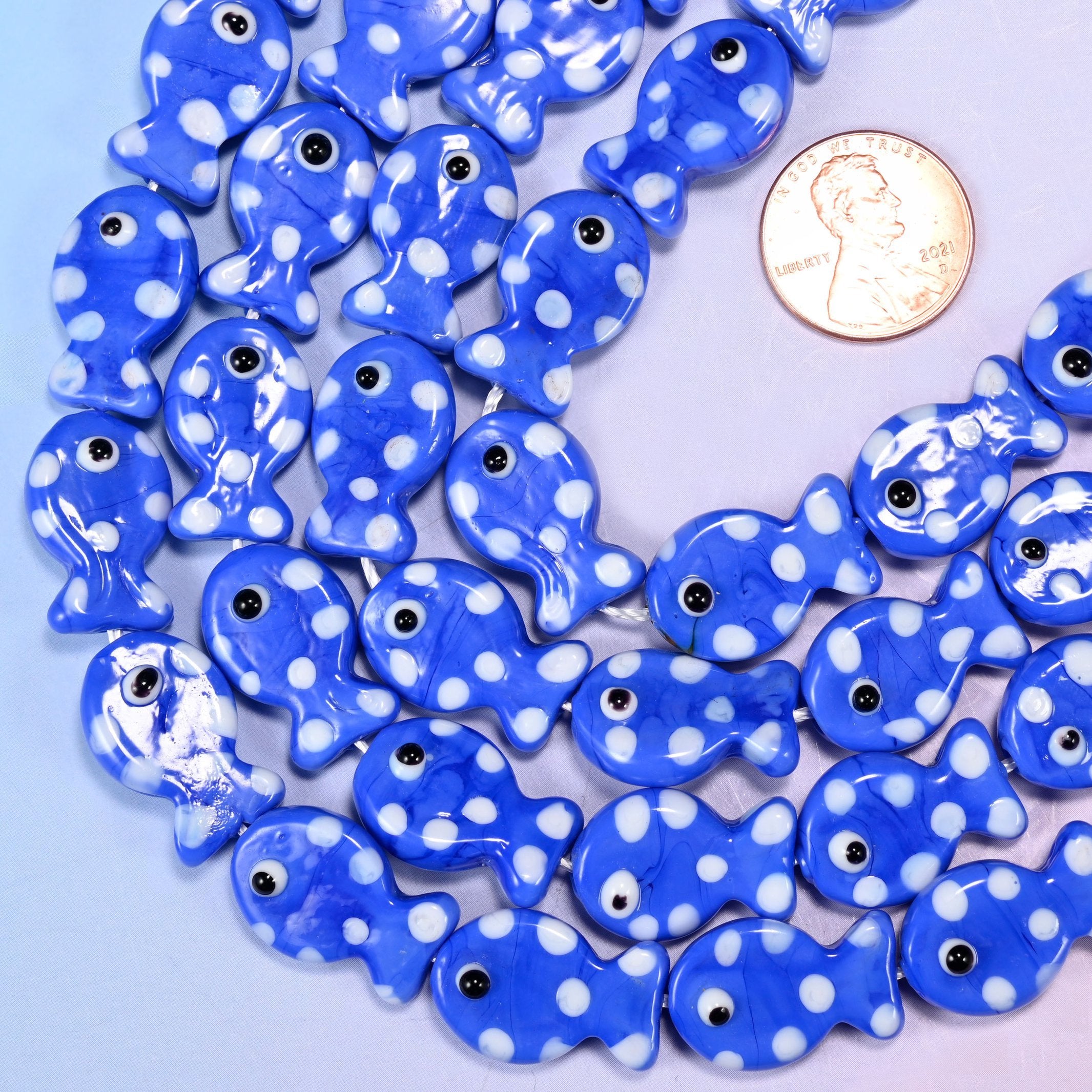 Fish cut glass, glossy opaque finish beads