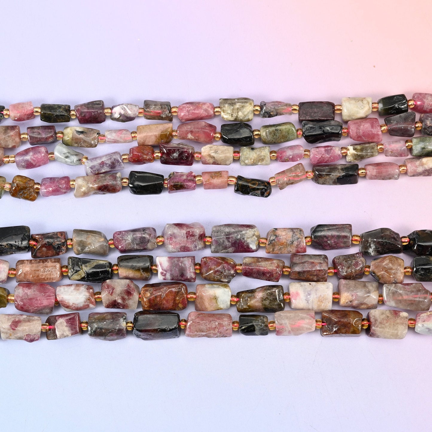 Tourmaline Faceted Tube Beads, 15.5 inch strand