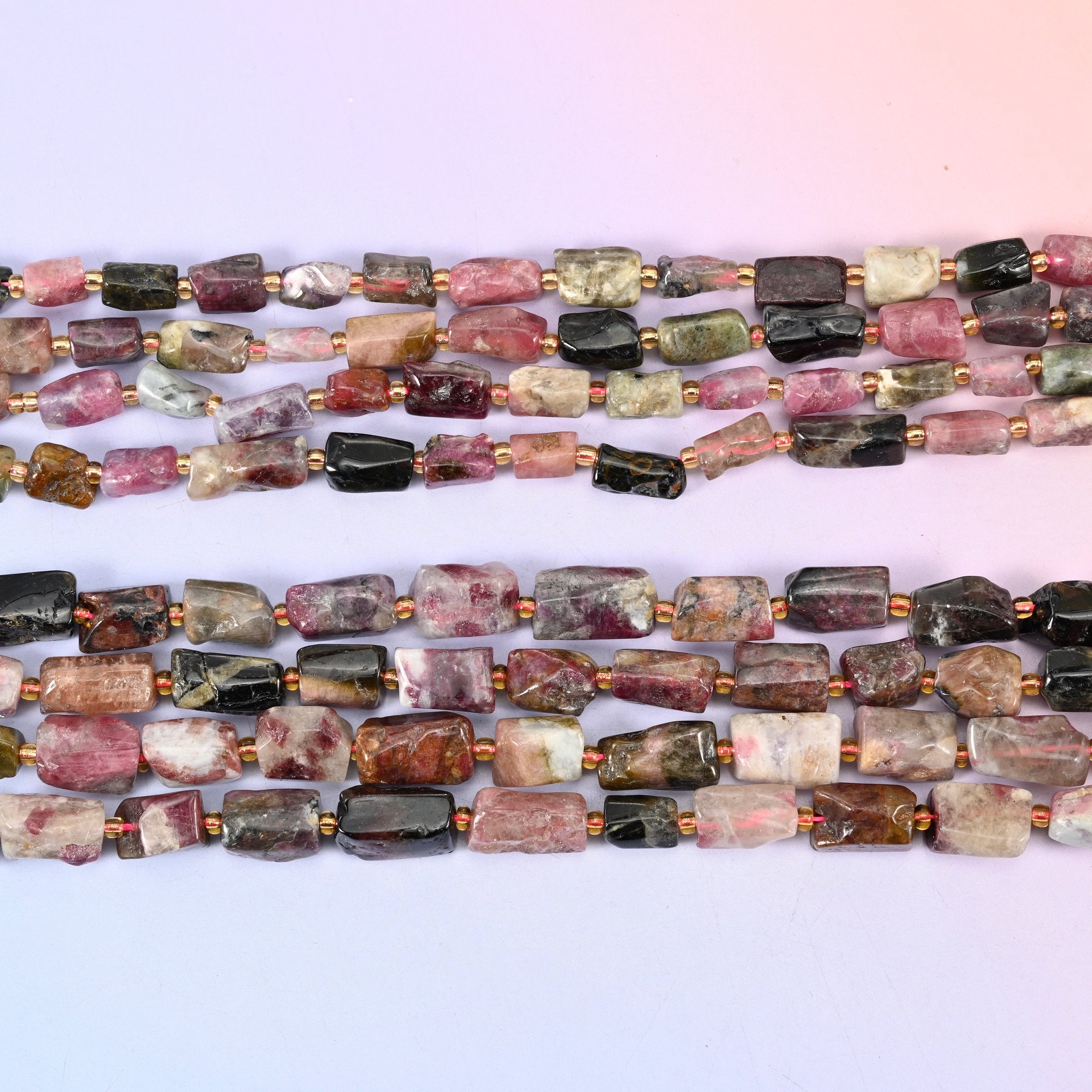 Tourmaline Faceted Tube Beads, 15.5 inch strand