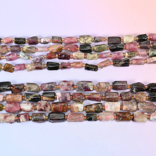 Tourmaline Faceted Tube Beads, 15.5 inch strand