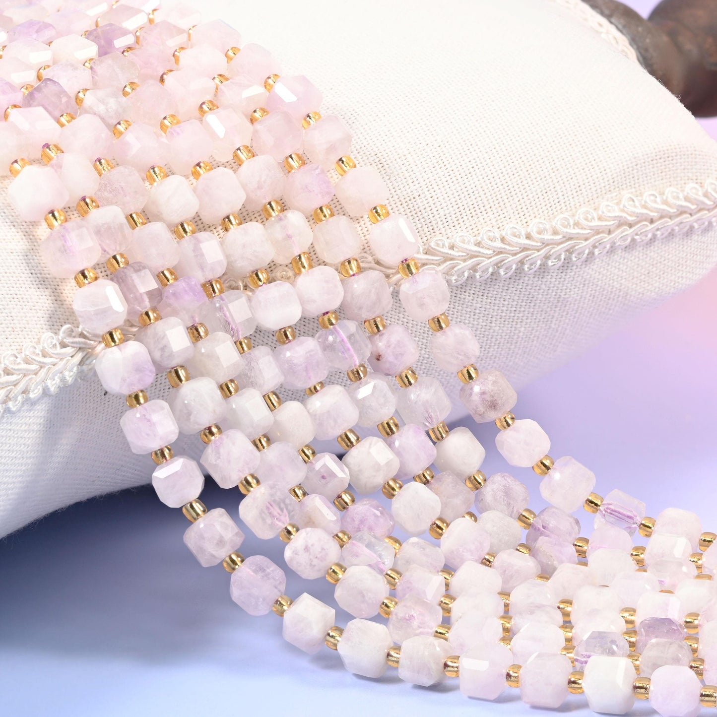 Purple Jade Faceted Cube Beads
