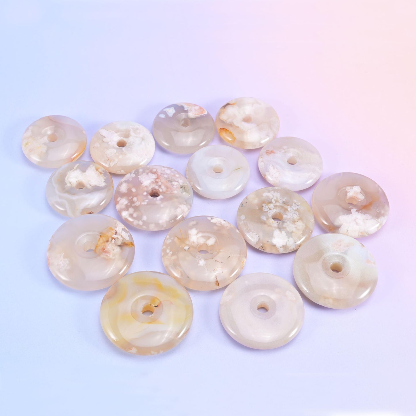 Sakura flower agate donut, sold per piece