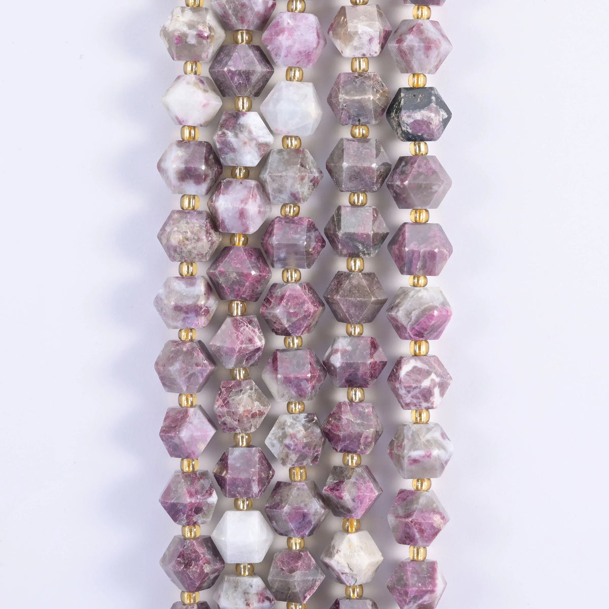 Diamond Cut Gemstone Beads, tone and pattern change bead to bead.