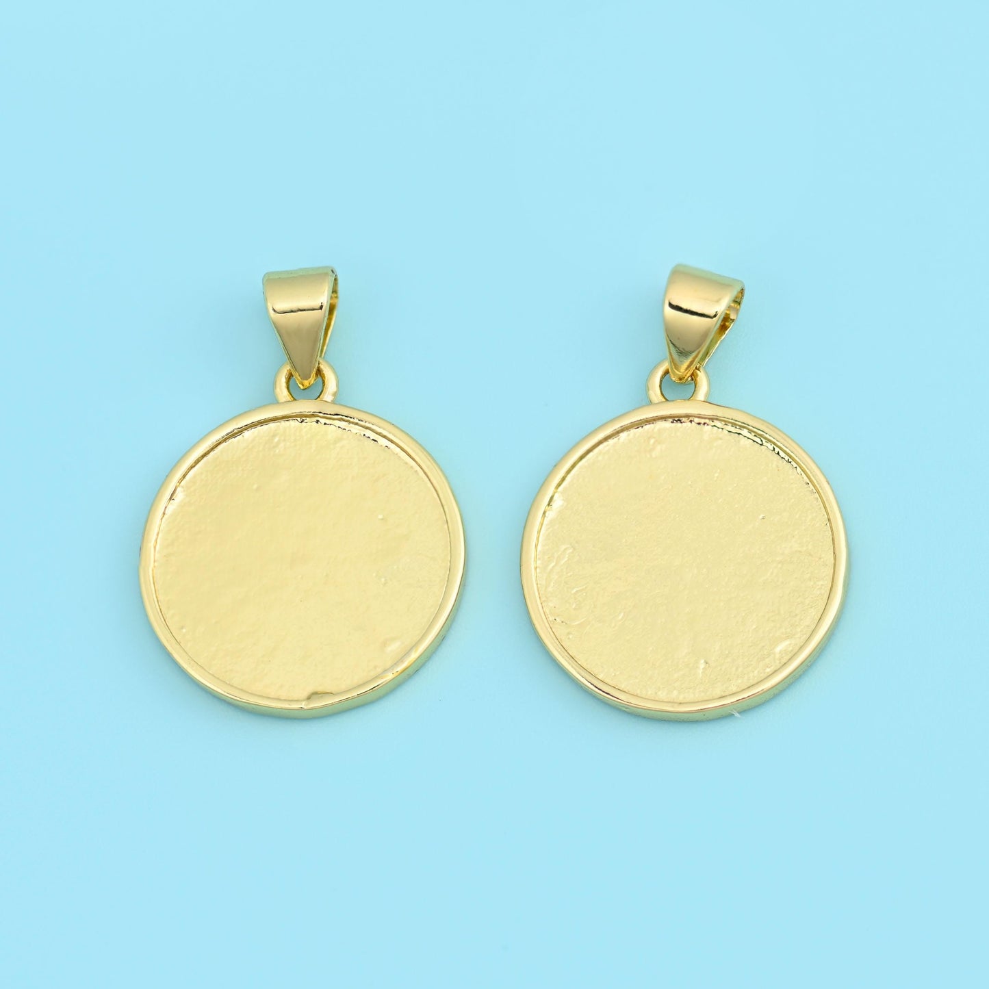 18K Gold Filled Sunburst Coin Medallion Charm 16.65mm, 1 Piece