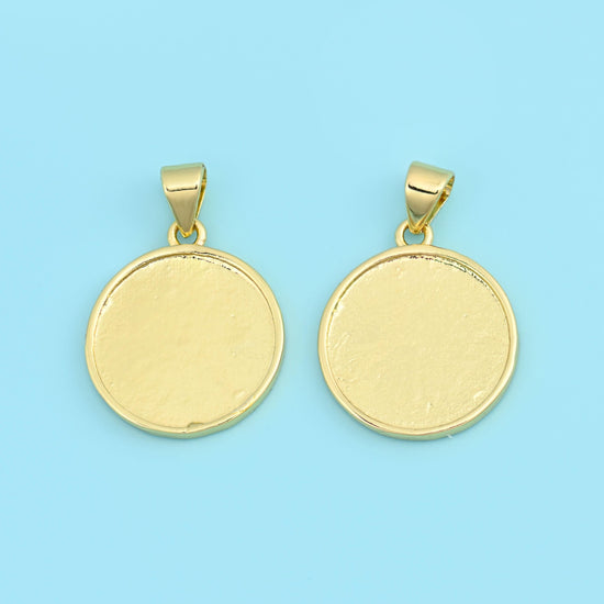 18K Gold Filled Sunburst Coin Medallion Charm 16.65mm, 1 Piece