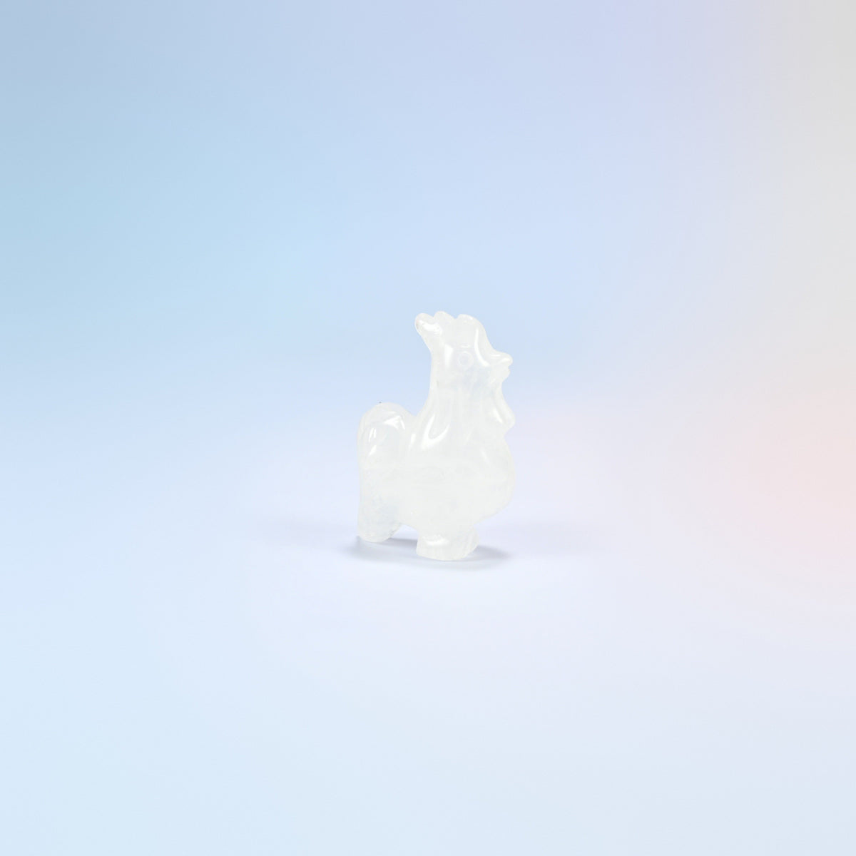 Natural clear quartz rooster crystal carving, 2 inch, icy white