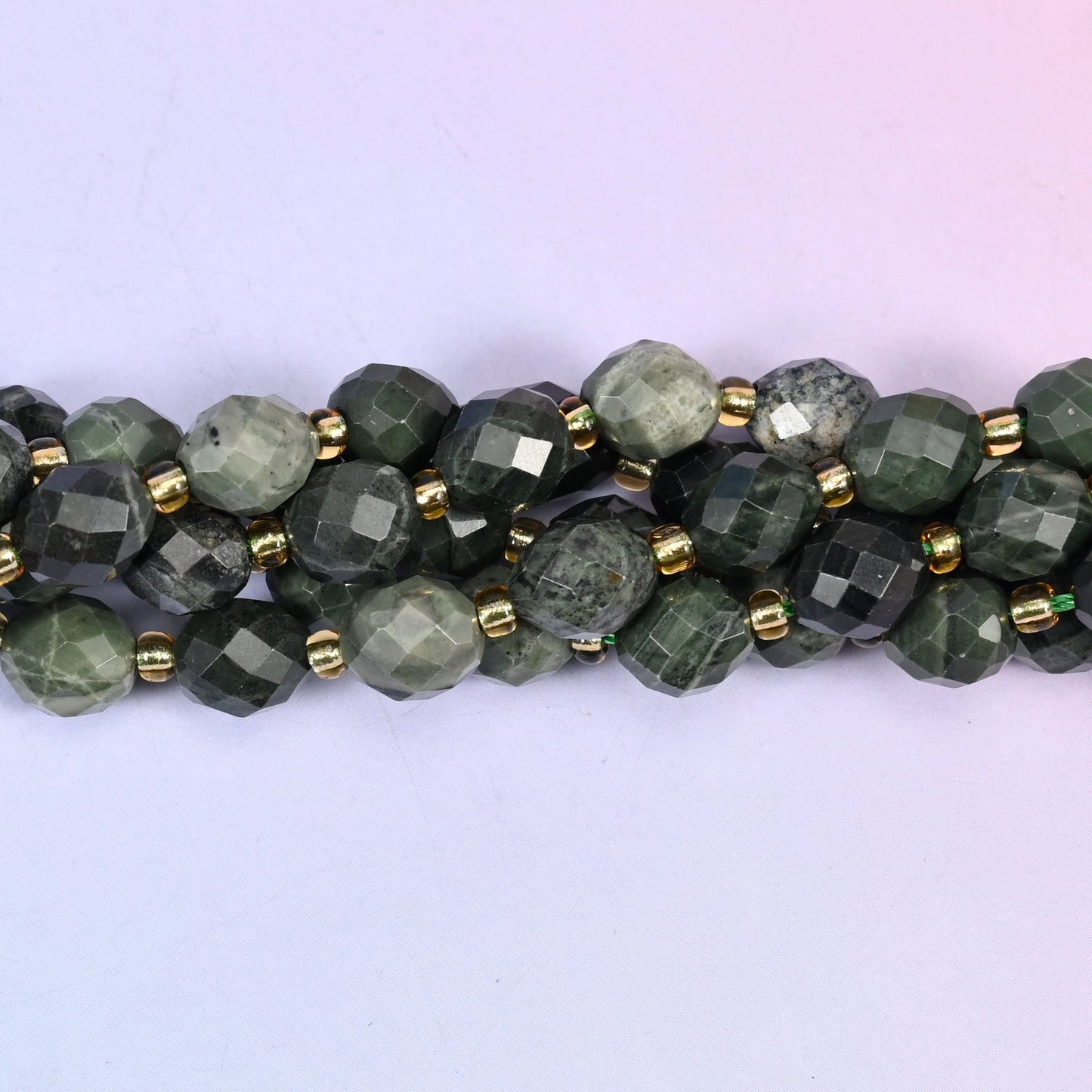 Kambaba Jasper Faceted Rice Barrel Beads 6x8mm Jewelry Making 15.5 Inch Strand
