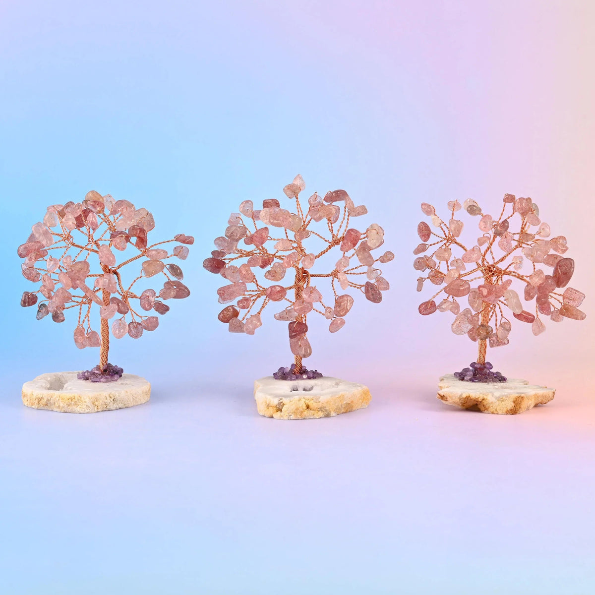 3.5 Inch Crystal Tree of Life, Druzy Agate Base Gemstone Tree with copper wire branches.
