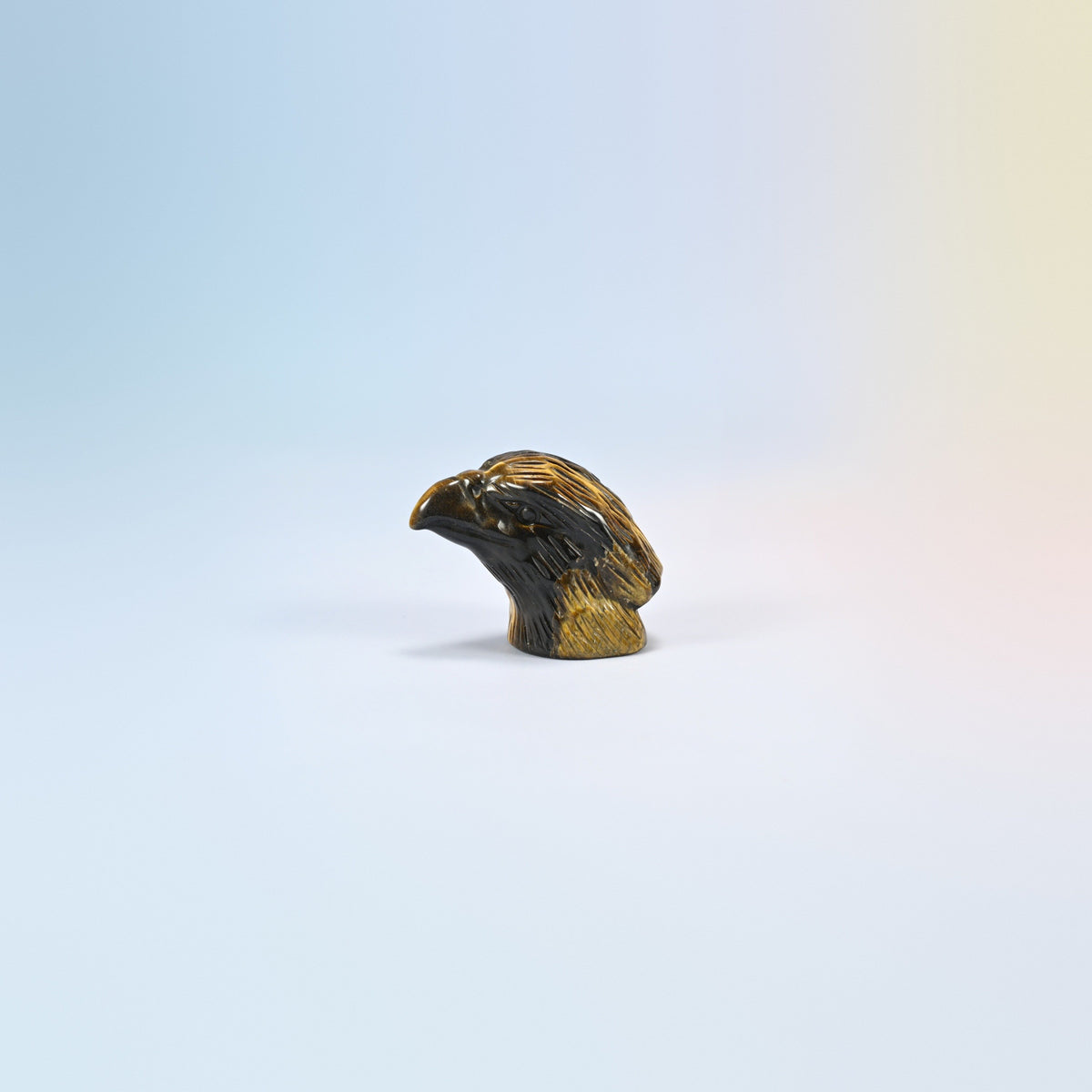 2 inch natural tiger eye eagle head carving, golden brown chatoyant bands